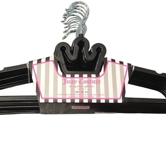 Juicy Couture Notched Shoulder Space Saving Crown Top Set of 20 Hangers- Black - Picture 12 of 12